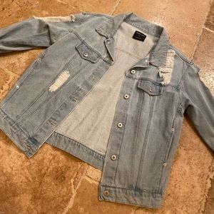 Oversized ripped jean jacket